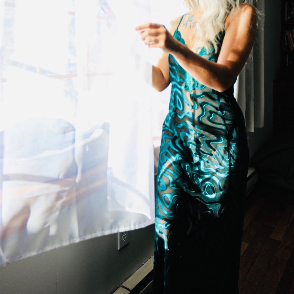 Vintage Victorias Secret Ivy Green Sheer Lingerie